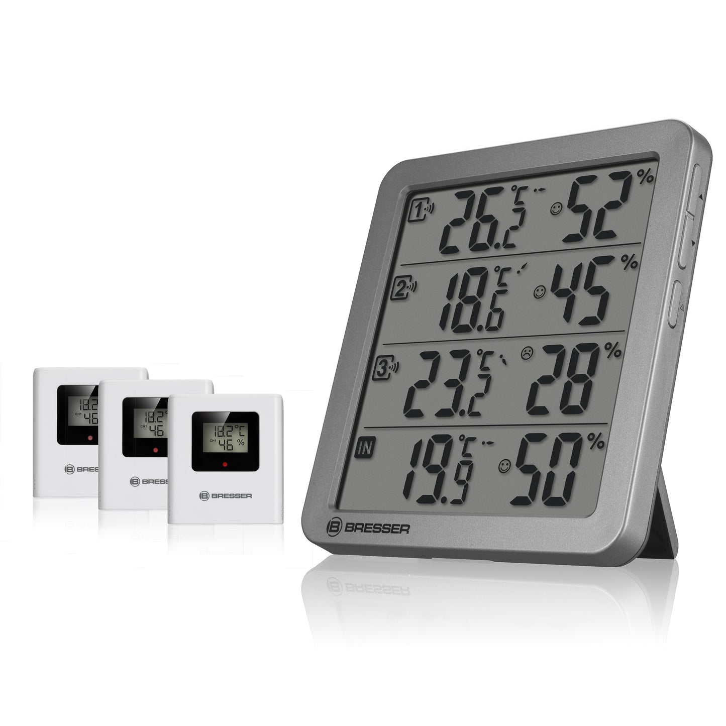 Termómetro e higrómetro BRESSER Quadro NV cinzento