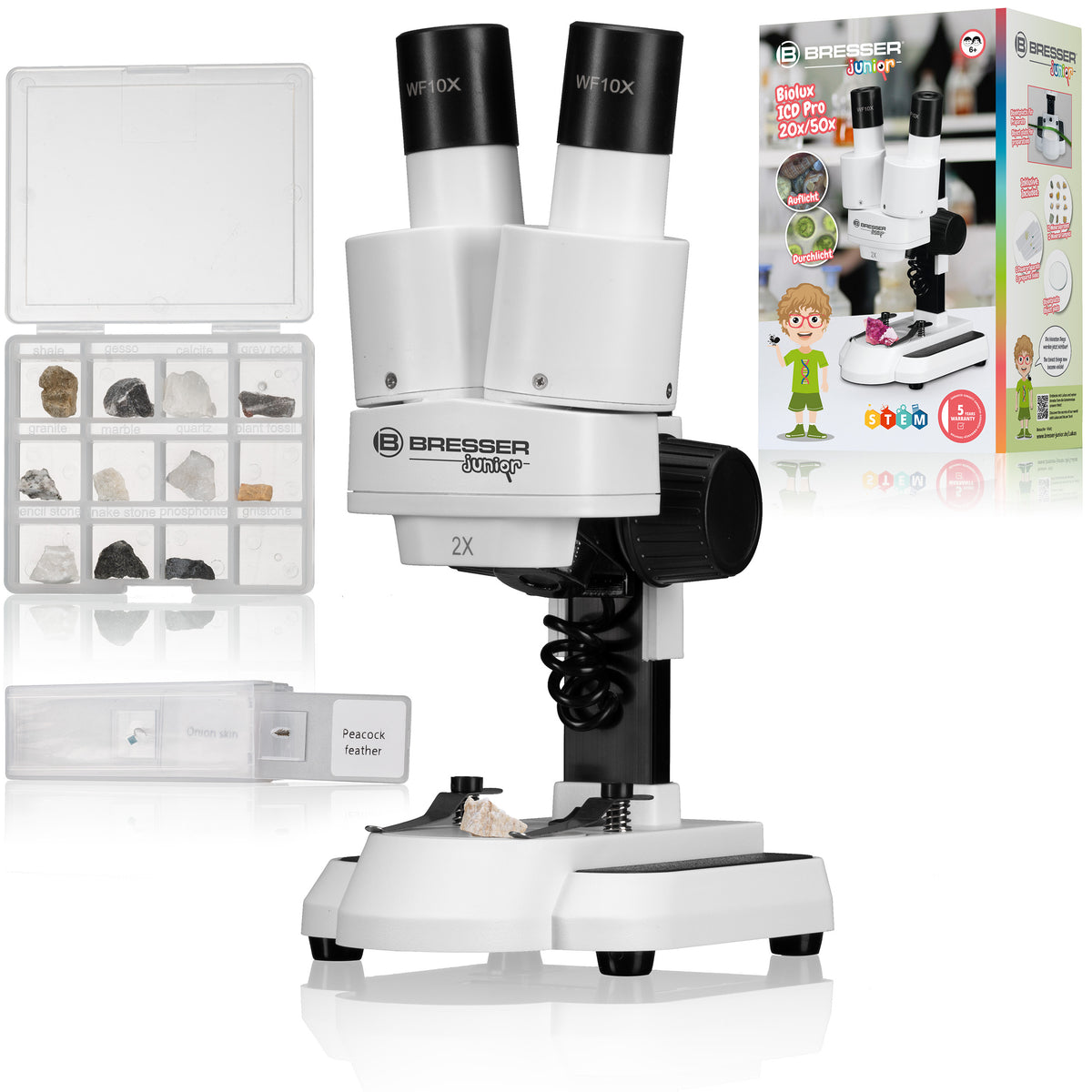 BRESSER JUNIOR Transmitted and Incident Light Microscope with 20x and 50x Magnification