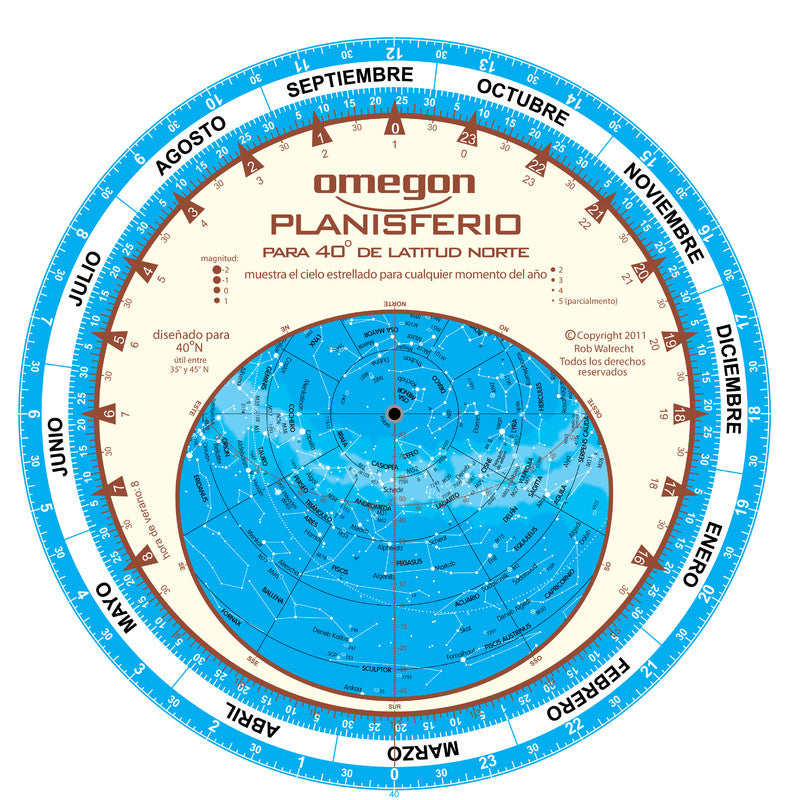 Star map Planisphere north latitude 42º