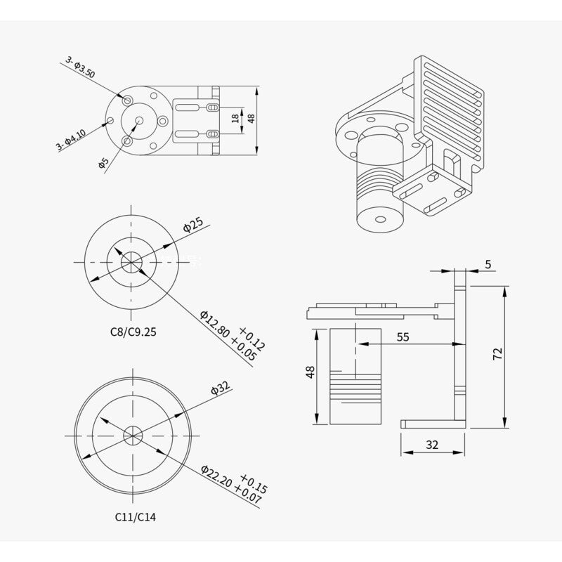 EAF Focus Motor Adapter for Celestron C11 and C14