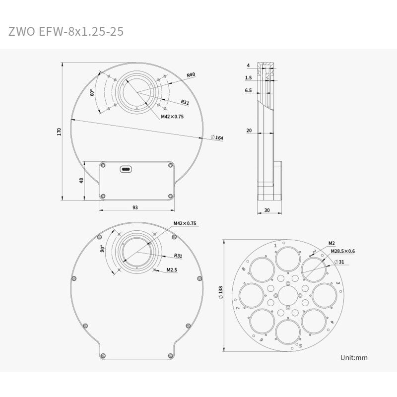 EFW 8x 1.25" filter wheel