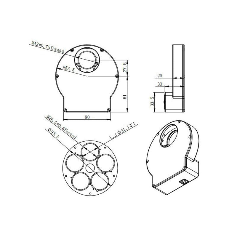 EFWmini motorized filter wheel, 5x 1.25"