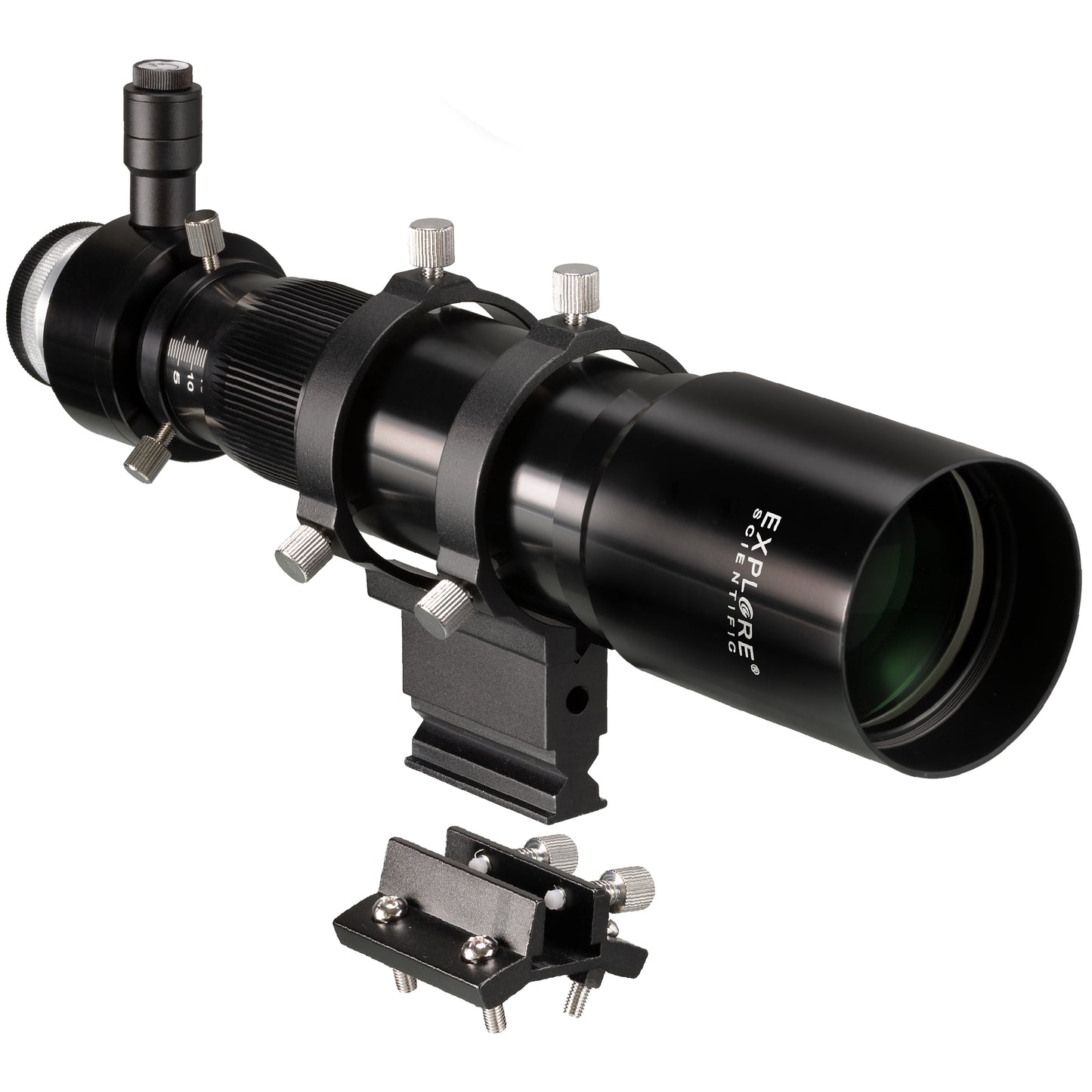 EXPLORE SCIENTIFIC 10x60 Finder Scope and Guider with Helical Focuser and 1.25 inch and T2 Connection