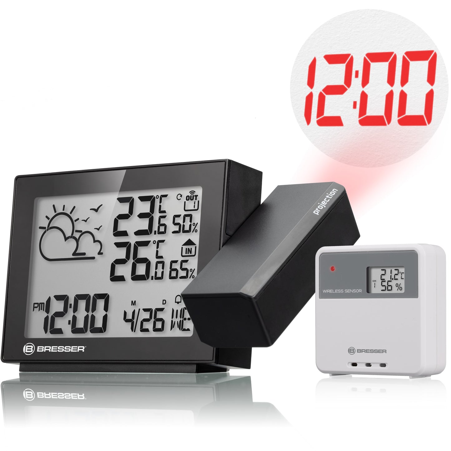BRESSER MeteoTemp P Radio Projection Weather Station