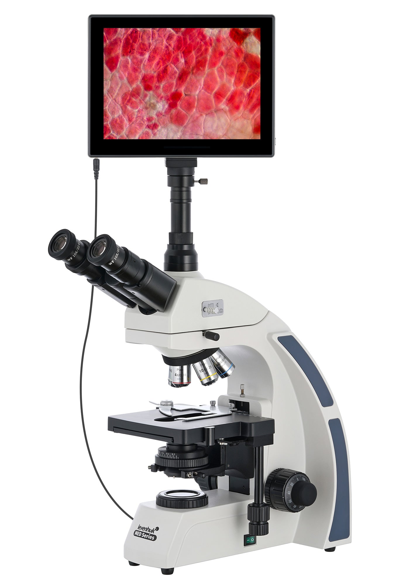 Microscópio trinocular digital LCD Levenhuk MED D40T