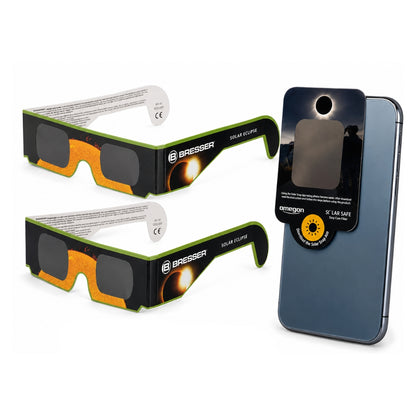 Pack Observación Solar: 2 Gafas para Eclipse y Filtro Solar para Smartphone