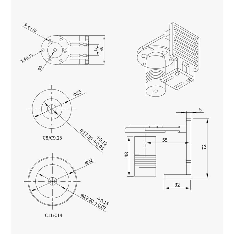 Adaptador para motor de enfoque EAF en C8 y C9,25 de Celestron