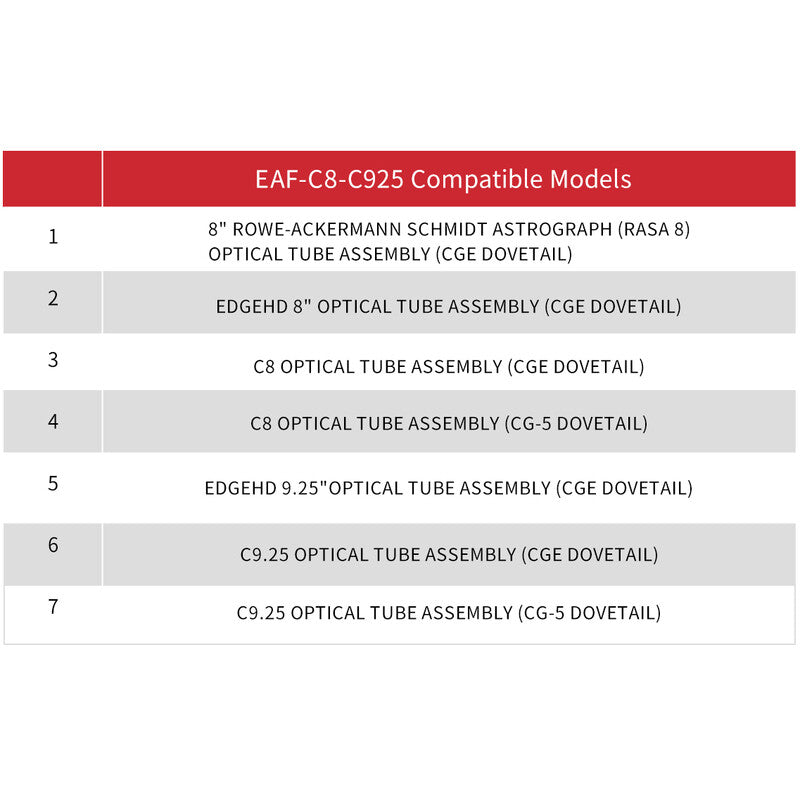 Adaptador para motor de enfoque EAF en C8 y C9,25 de Celestron
